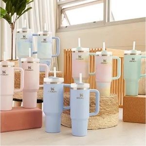 🖌️🎨 BNWT 40oz Stanley: NEW RELEASE Brushstrokes- Clean Slate Cool Serene 🌀